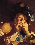 Dirck van Baburen Man Playing a Jew s Harp oil painting artist